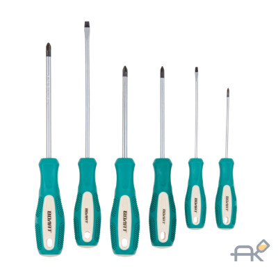 Набор отверток 6шт (SL3х100.5.5х150 PZ2х100 PH0х75.1х100.2х125) ВОЛАТ (двухкомп. рукоятка Anti-Slip) 17080-06